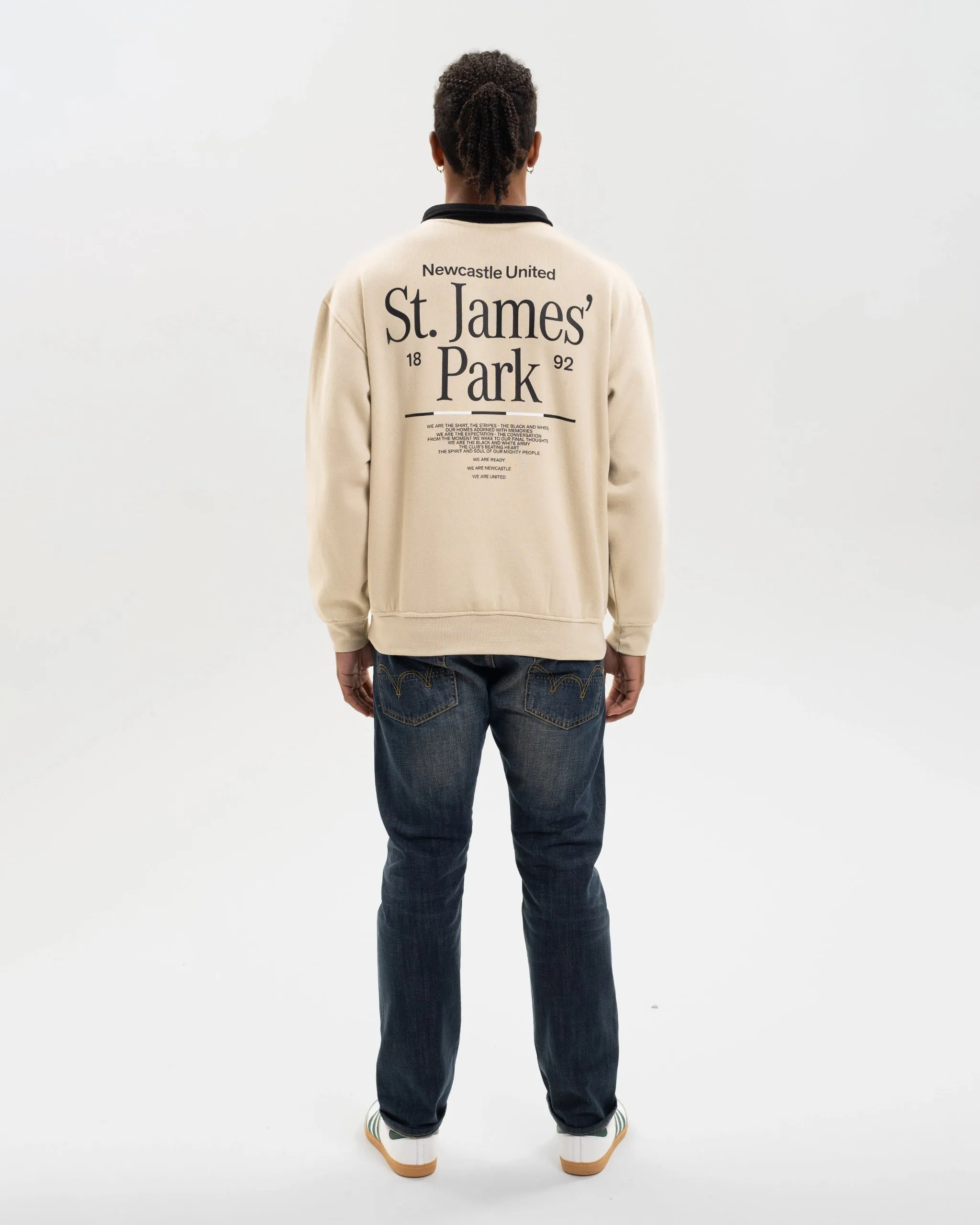 Perfect Layering Newcastle United St. James' Park Stone Graphic Collared Sweater