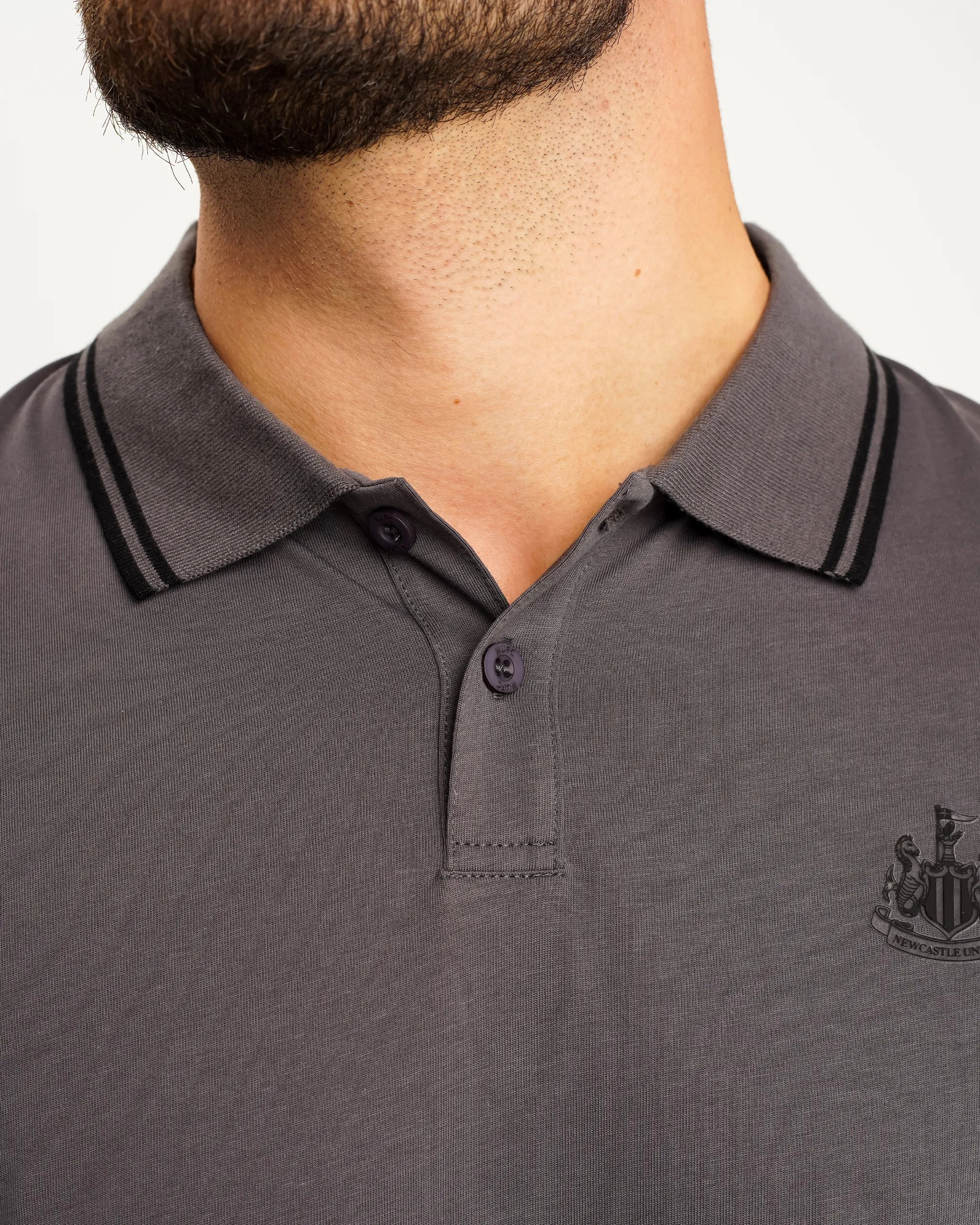 Travel Ready Newcastle United Men's Black Label Grey Long Sleeve Polo Shirt