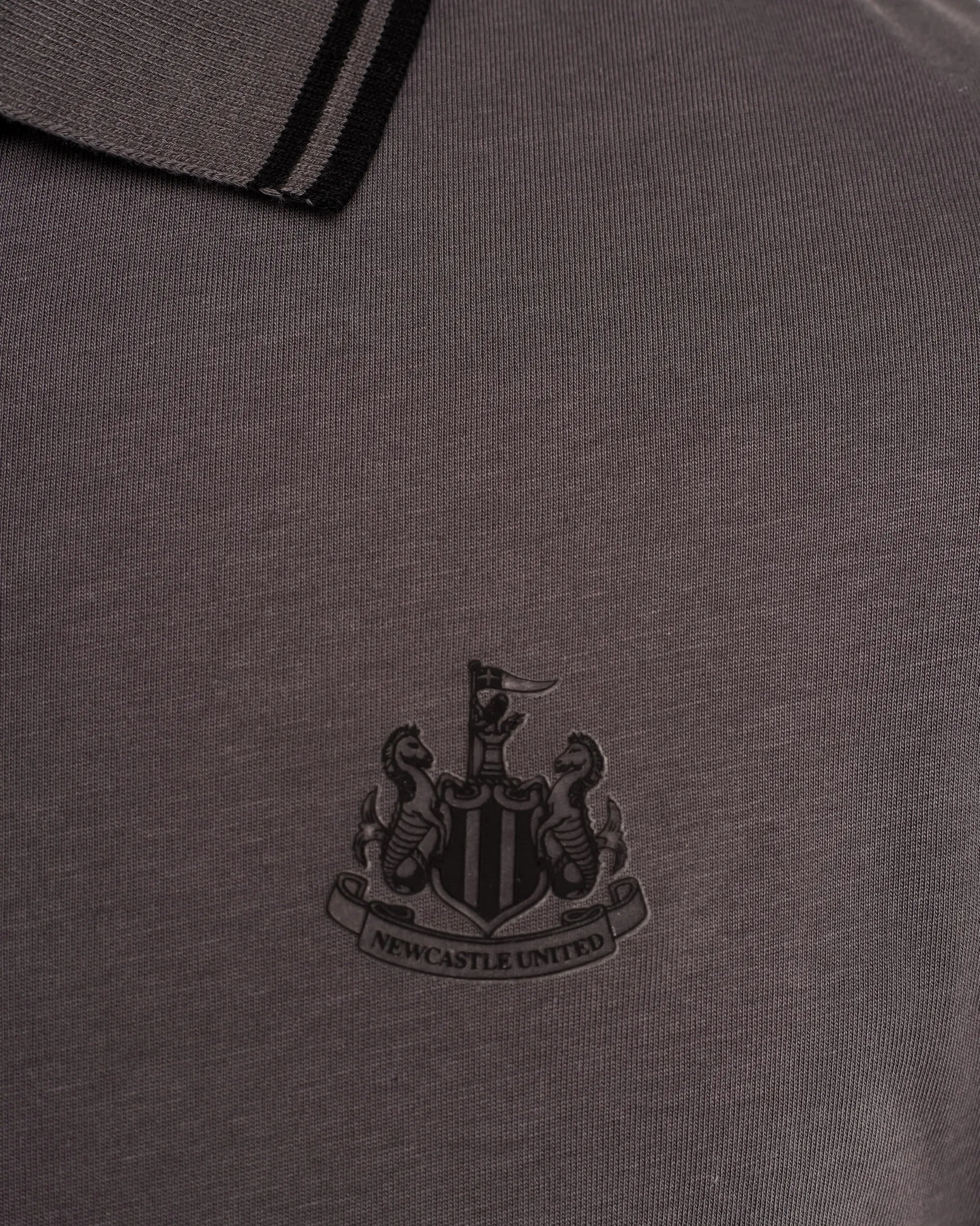 Newcastle United Men's Black Label Grey Long Sleeve Polo Shirt Minimalistic Design Effortless Fit