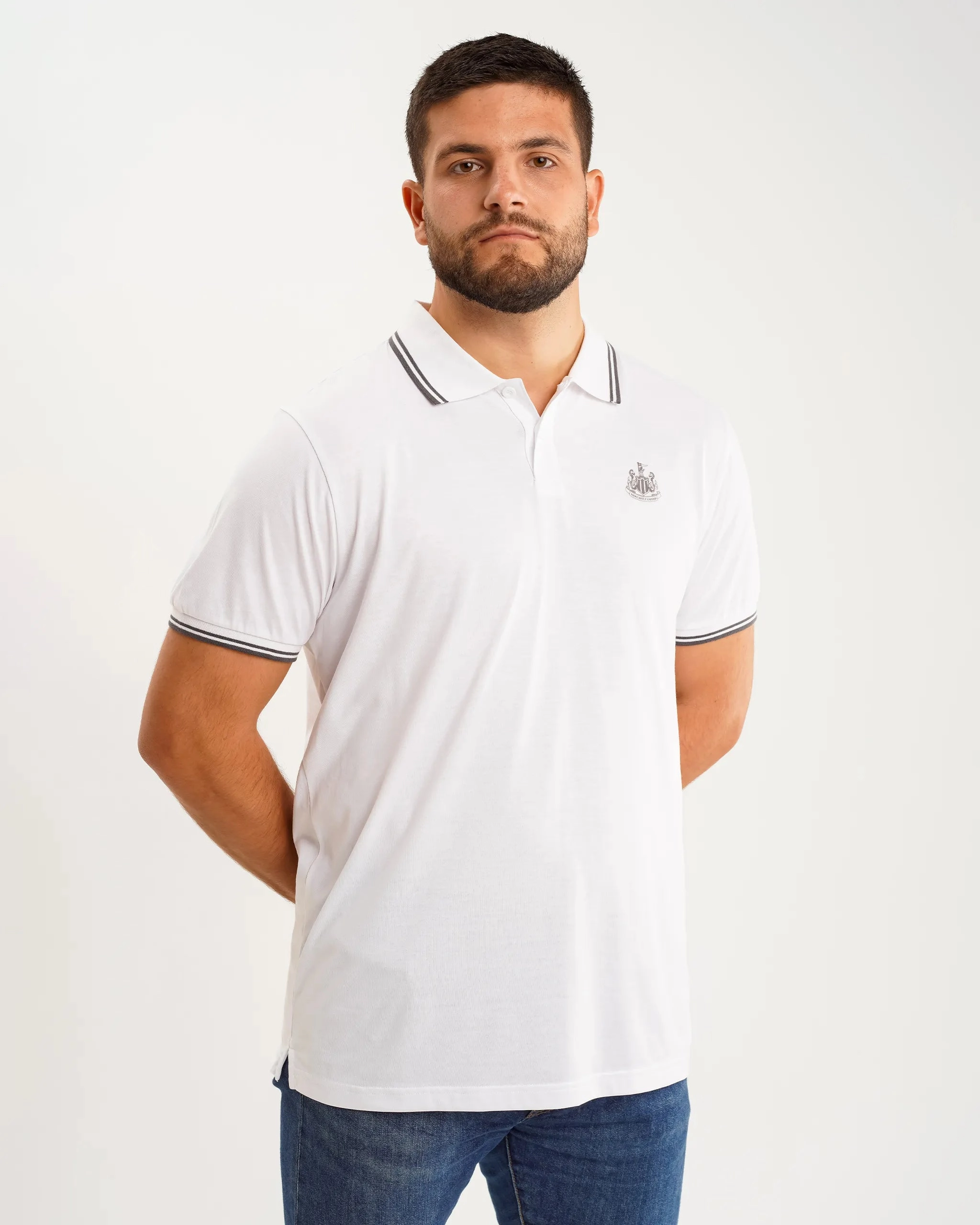 Classic Design Active Design Newcastle United Men's Black Label White Polo Shirt