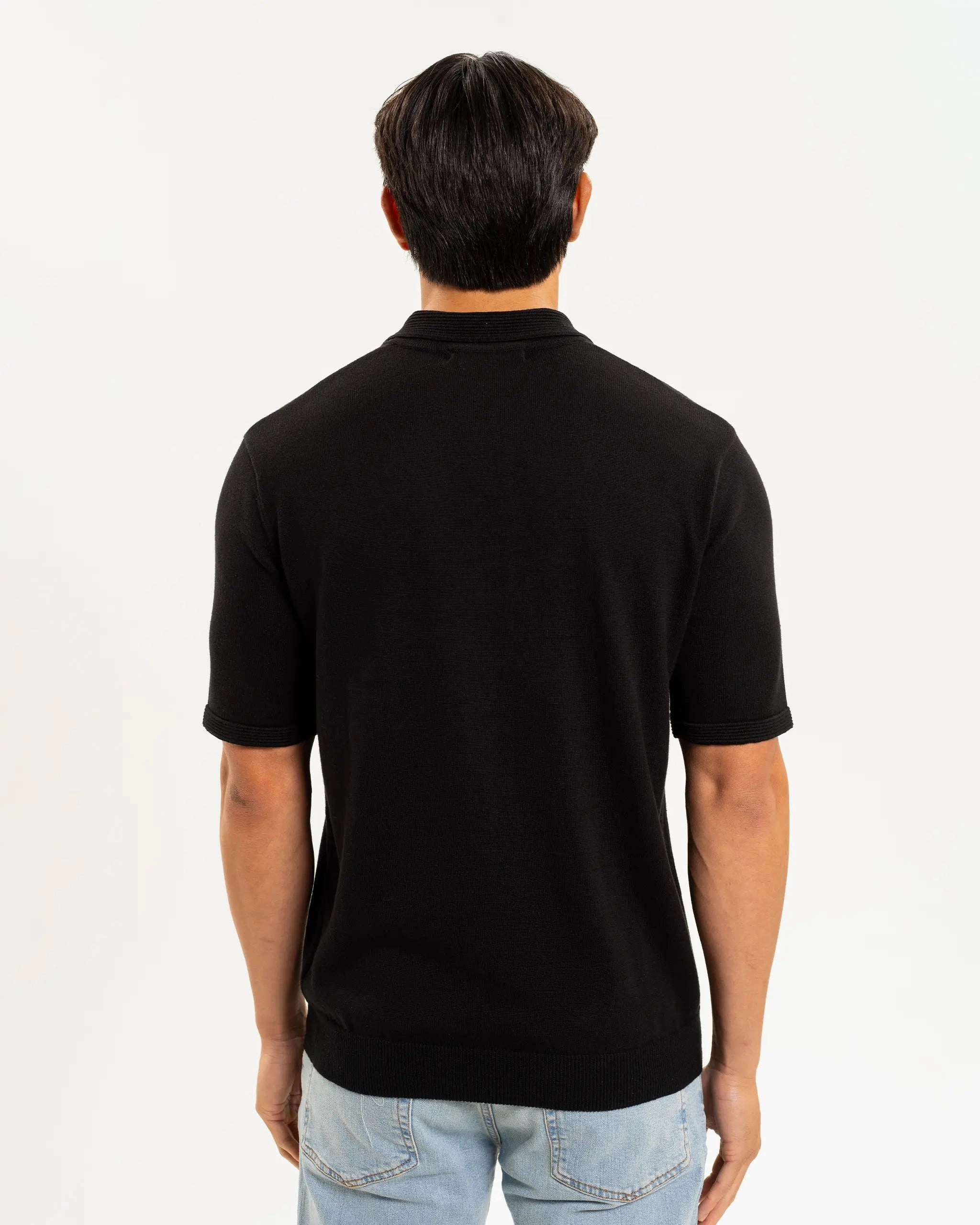 Newcastle United Men's Black V Neck Knitted Polo Shirt Business Meeting