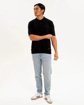 Sleek Wear Newcastle United Men's Black V Neck Knitted Polo Shirt