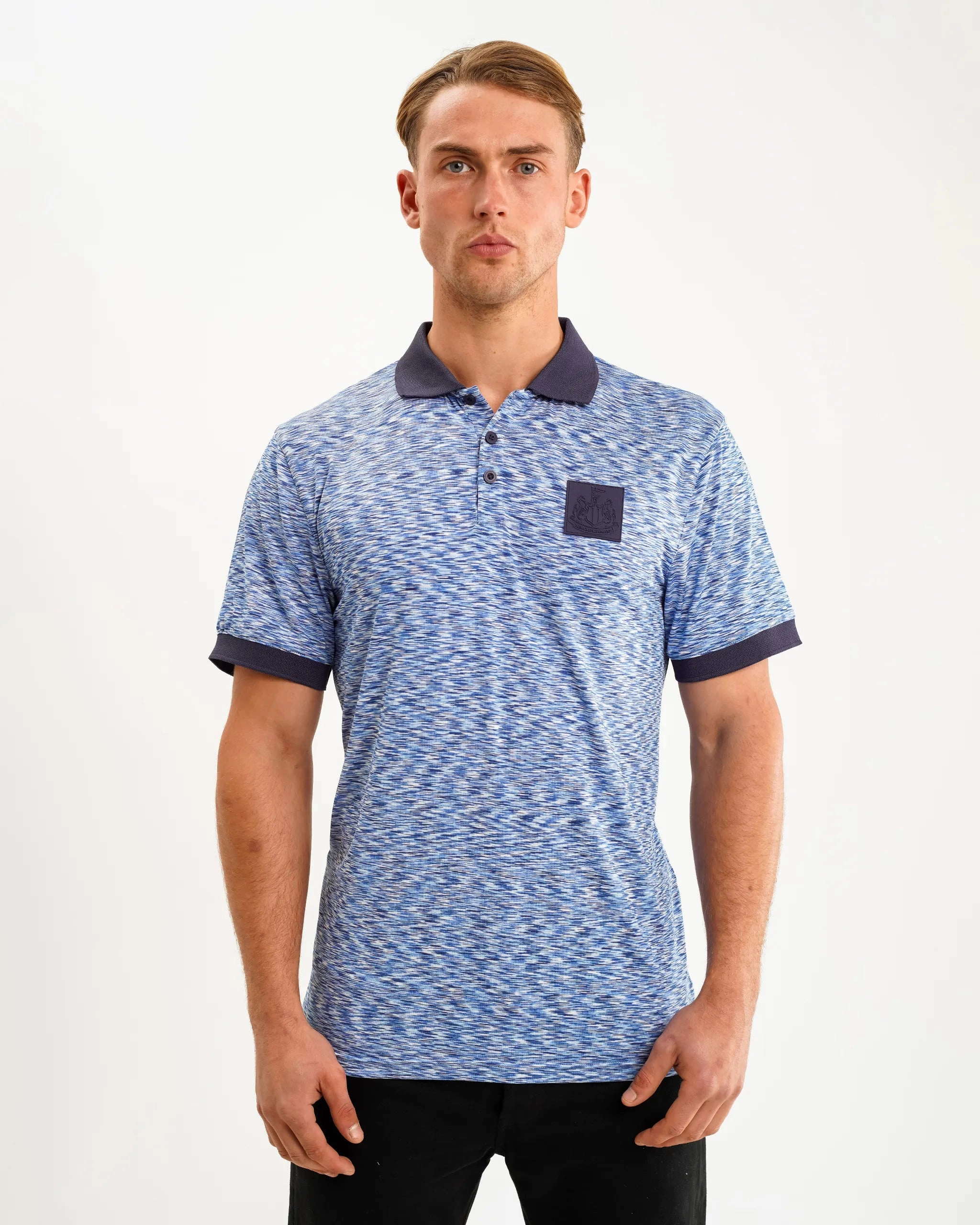 Newcastle United Men's Blue Spacedye Polo Shirt Gym To Office Workout Friendly