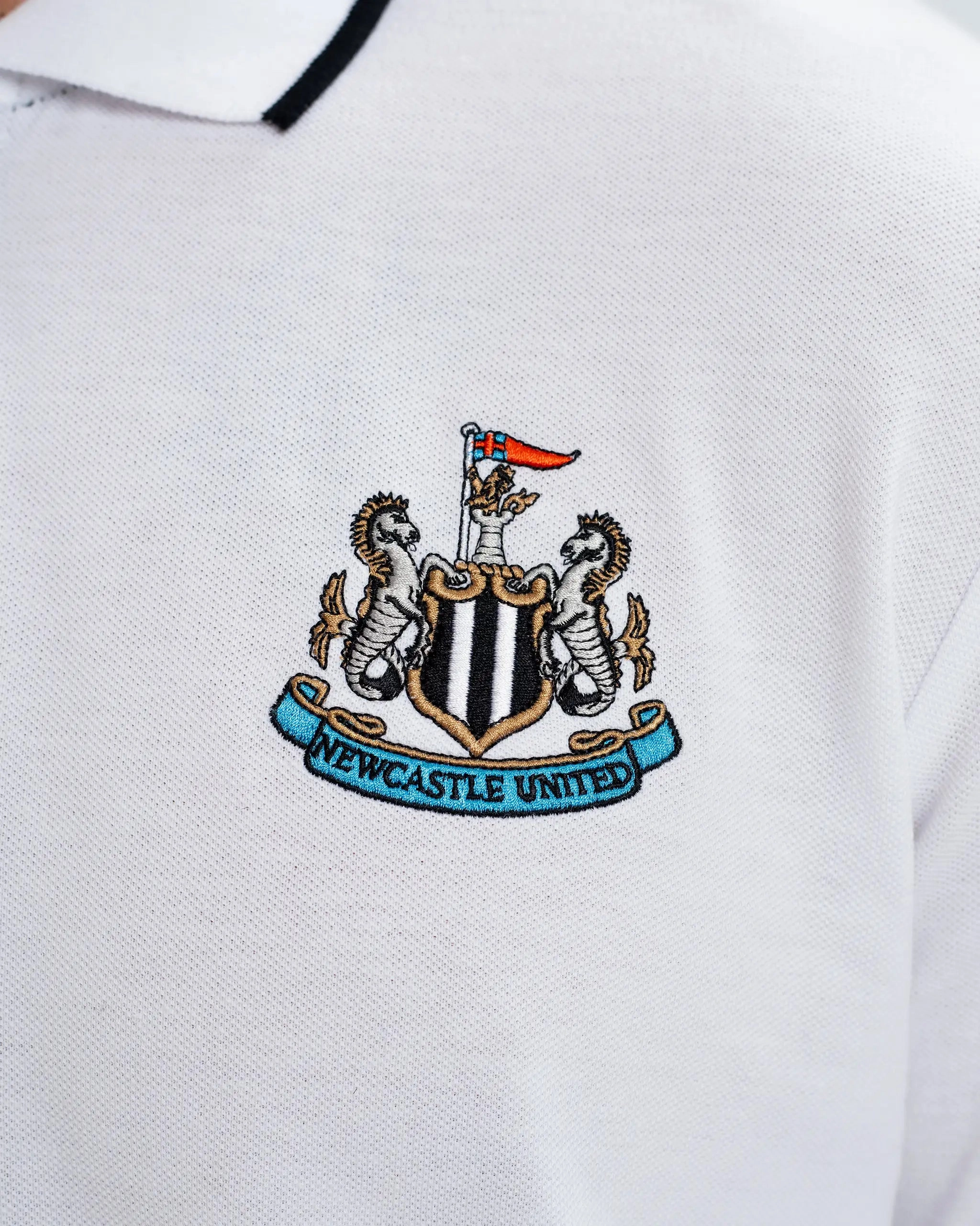 Newcastle United Men's Essentials Range White Polo Shirt Comfort Wear