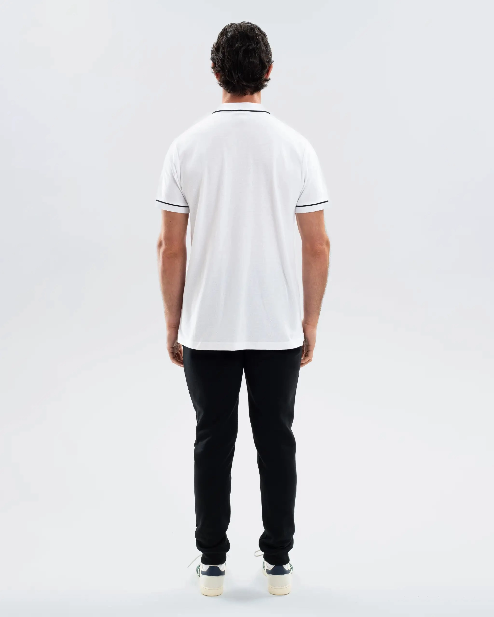 Newcastle United Men's Essentials Range White Polo Shirt Reinforced Collar Stay