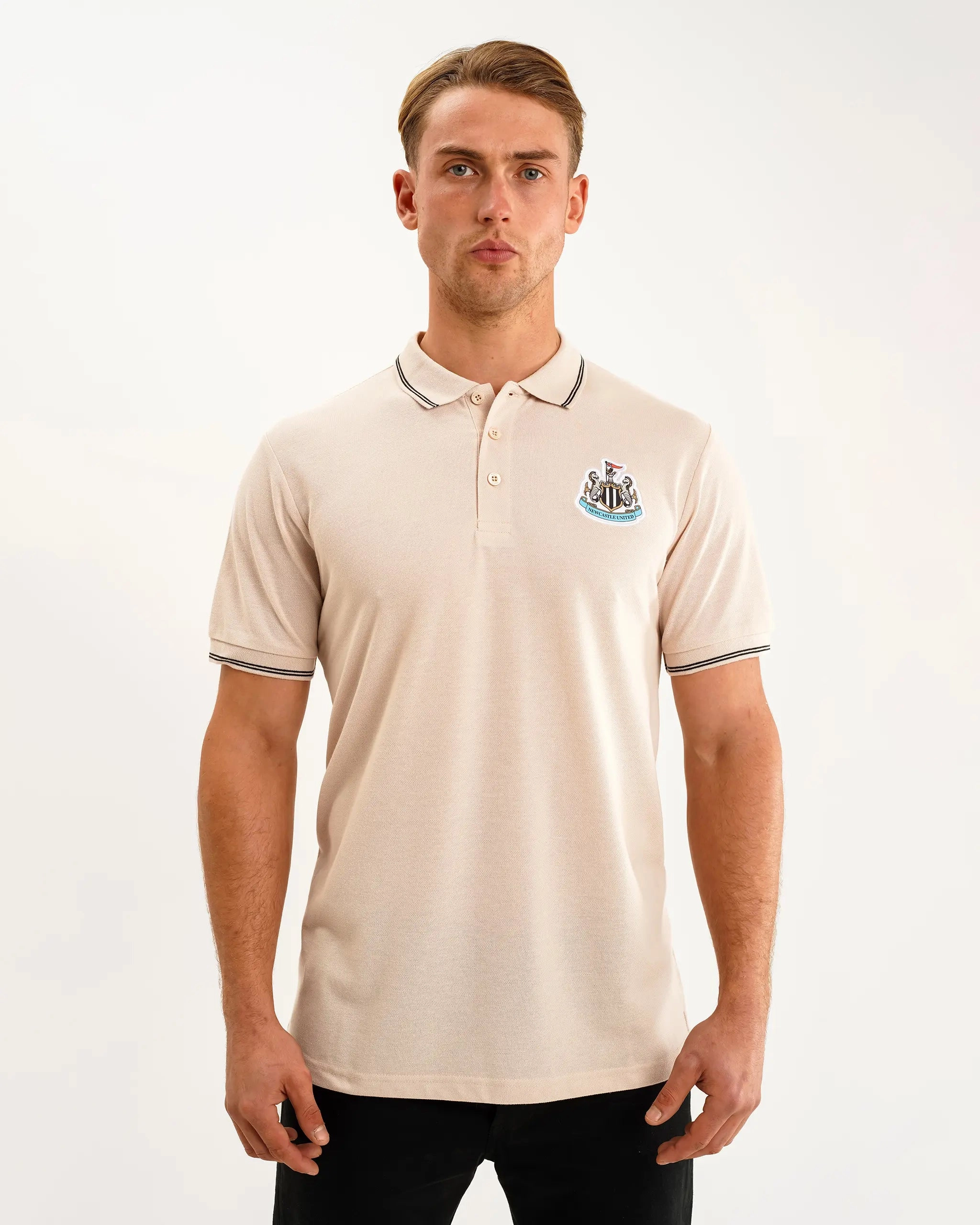 Newcastle United Men's Oat Terrace Pique Polo Shirt Office To Dinner