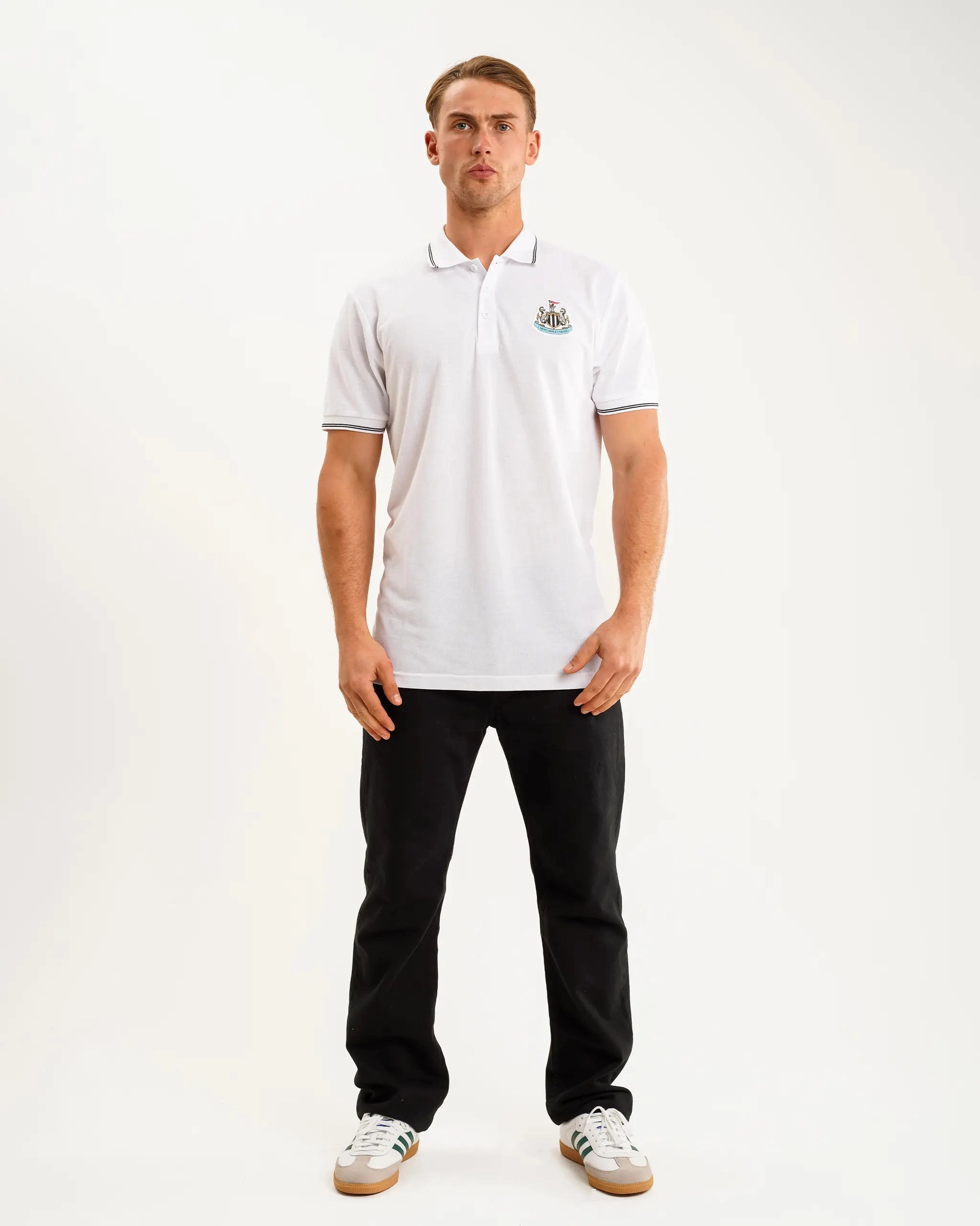 Layered Look Fitted Wear Newcastle United Men's White Terrace Pique Polo Shirt