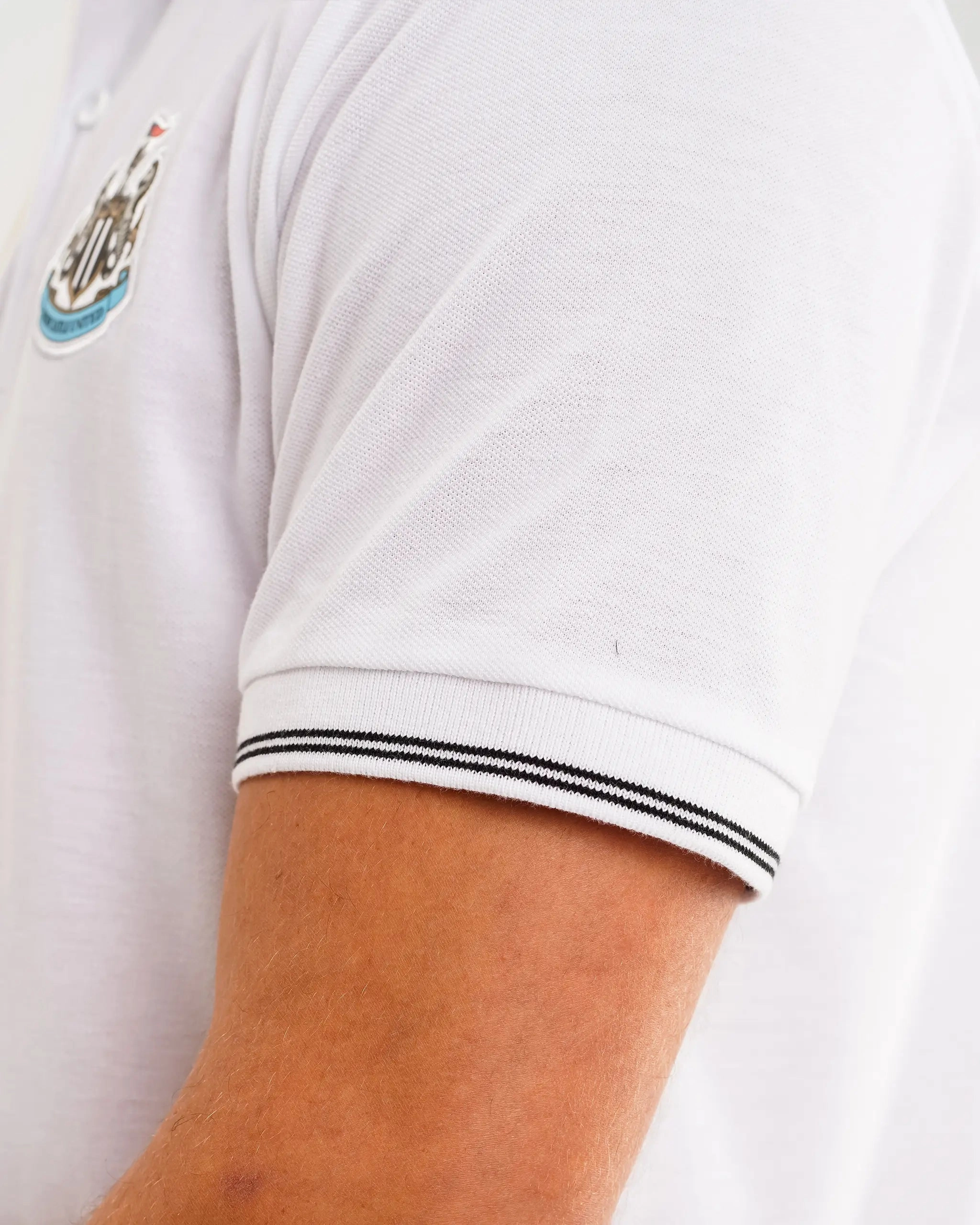 Newcastle United Men's White Terrace Pique Polo Shirt Light Comfort