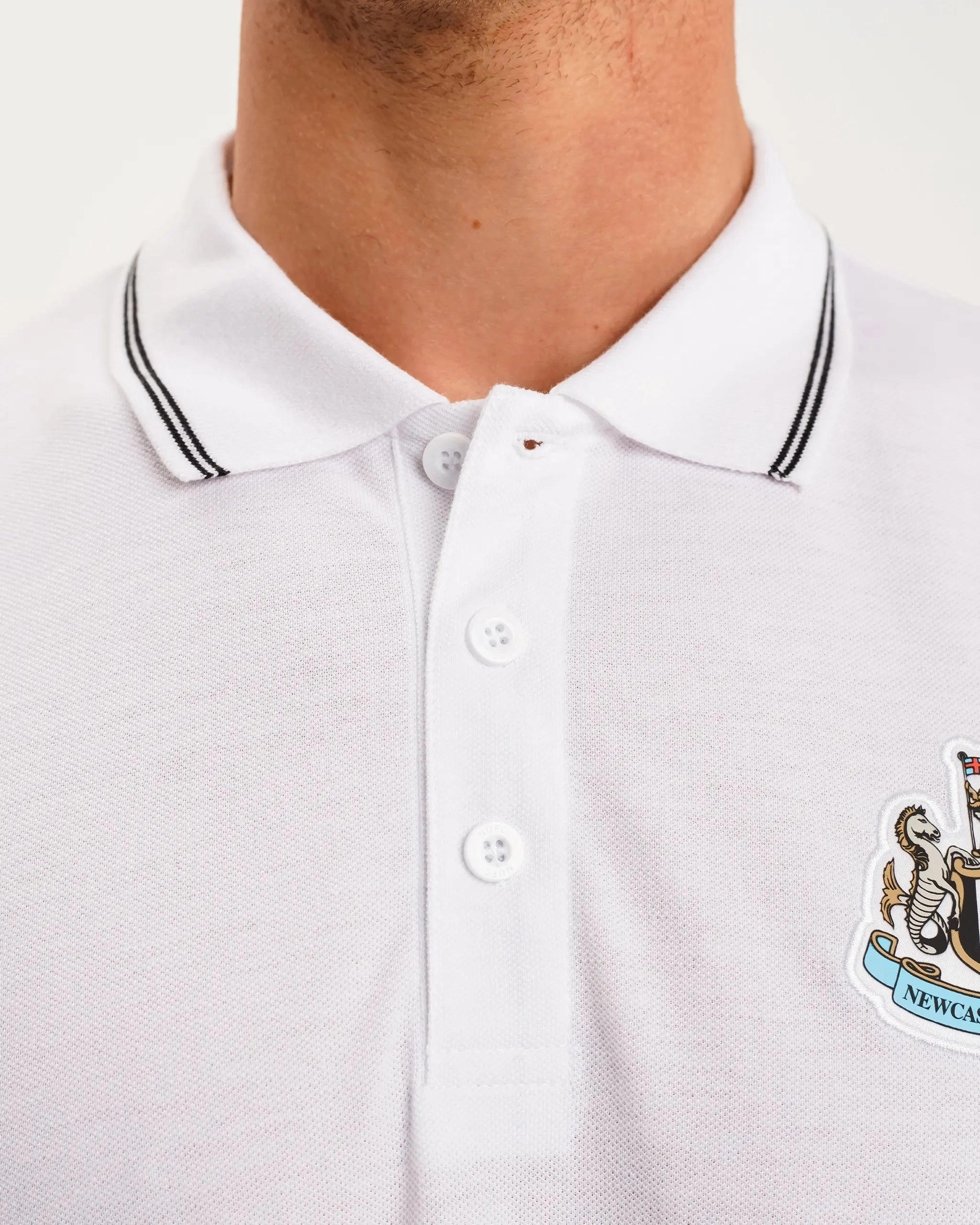 Casual Appeal Newcastle United Men's White Terrace Pique Polo Shirt