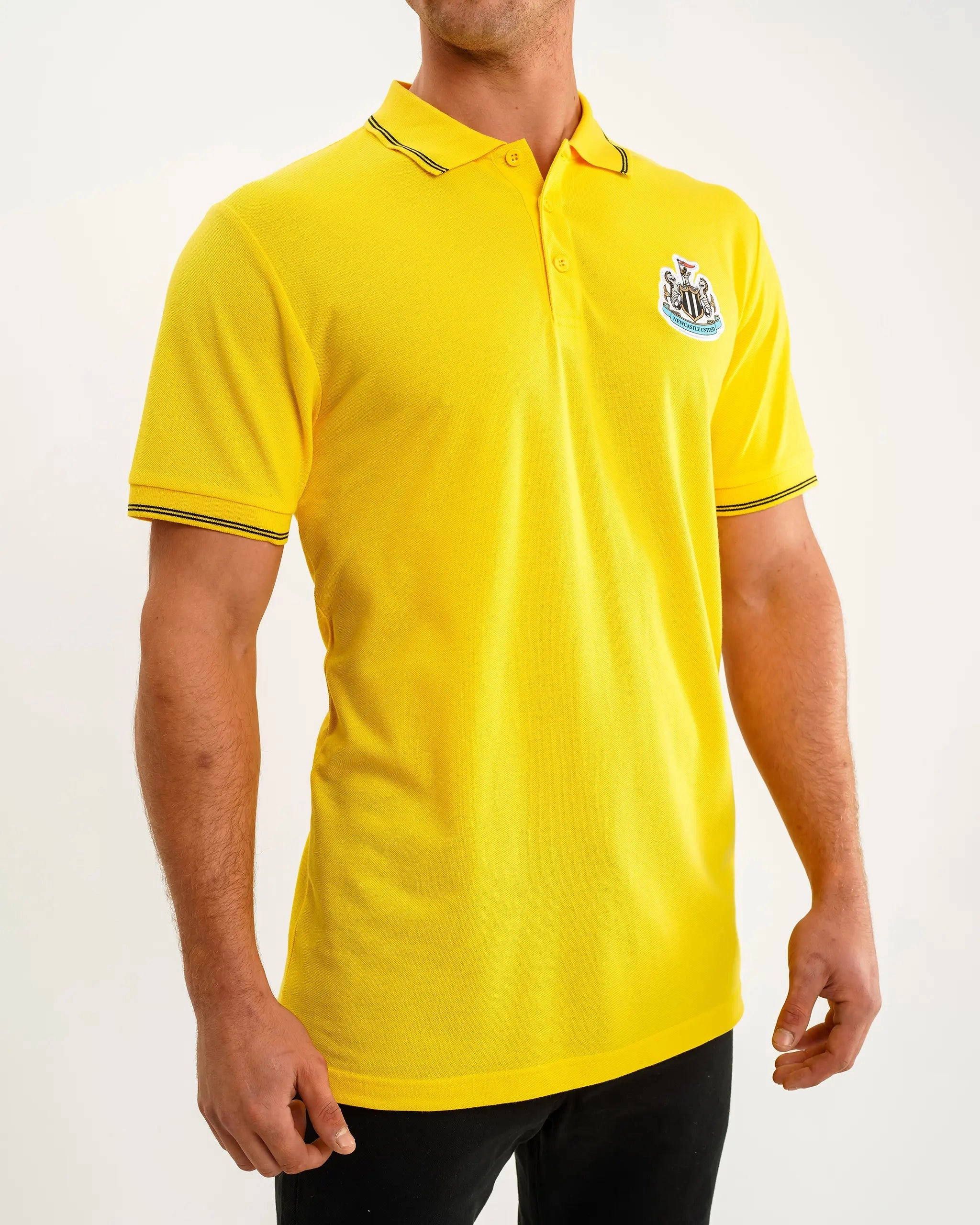 Smart Design Chic Essentials Newcastle United Men's Yellow Terrace Pique Polo Shirt