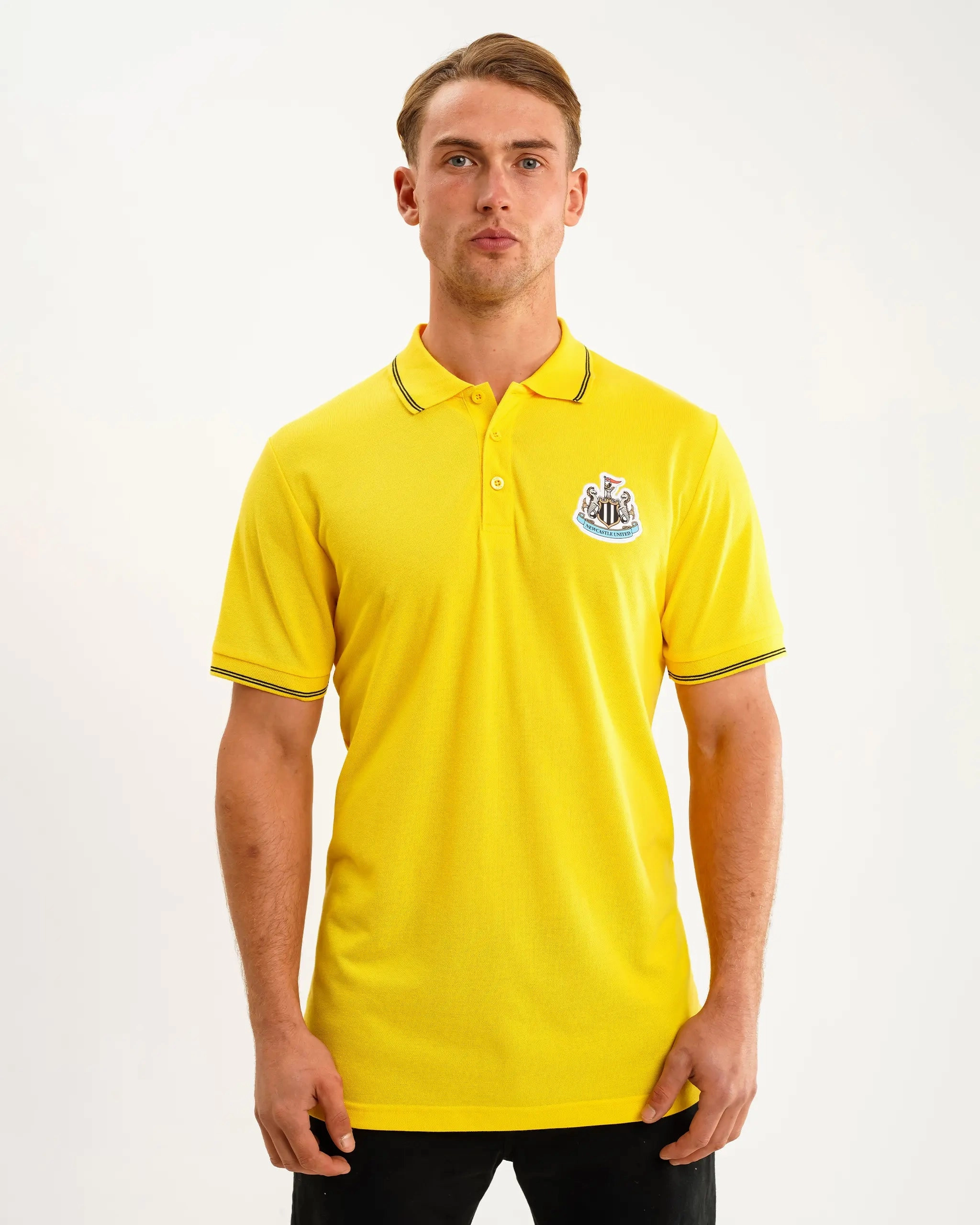 Essential Comfort Relaxed Style Newcastle United Men's Yellow Terrace Pique Polo Shirt