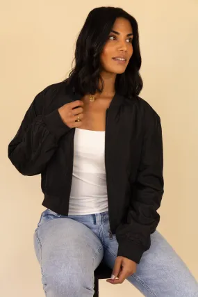 Alma Black Bomber Jacket Rainy Day Option