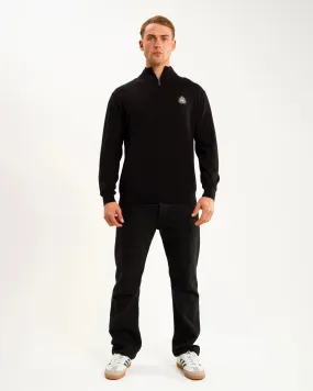 Newcastle United Men's Black Cotton Half Zip Knitted Sweater Stretchy Layers