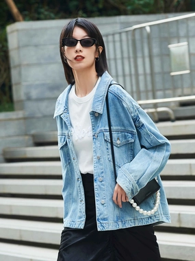 Non slip grip Quick Release Fabric Oversized Denim Jacket
