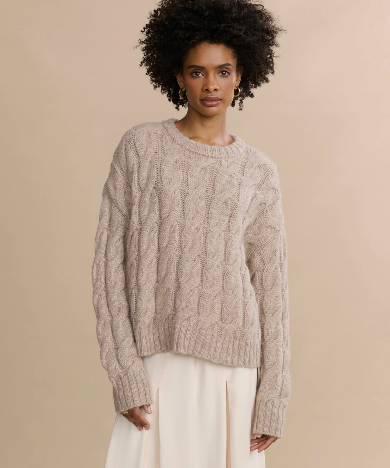 Cable Serena Crewneck Stretchy Layers Comfortable apparel