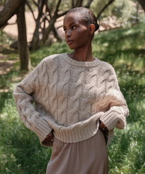 Luxury Knit Cable Serena Crewneck
