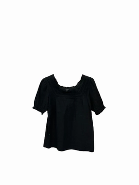 Top Short Sleeve By Talbots In Black, Size: S Minimalist Collar OdorResistantTreatment