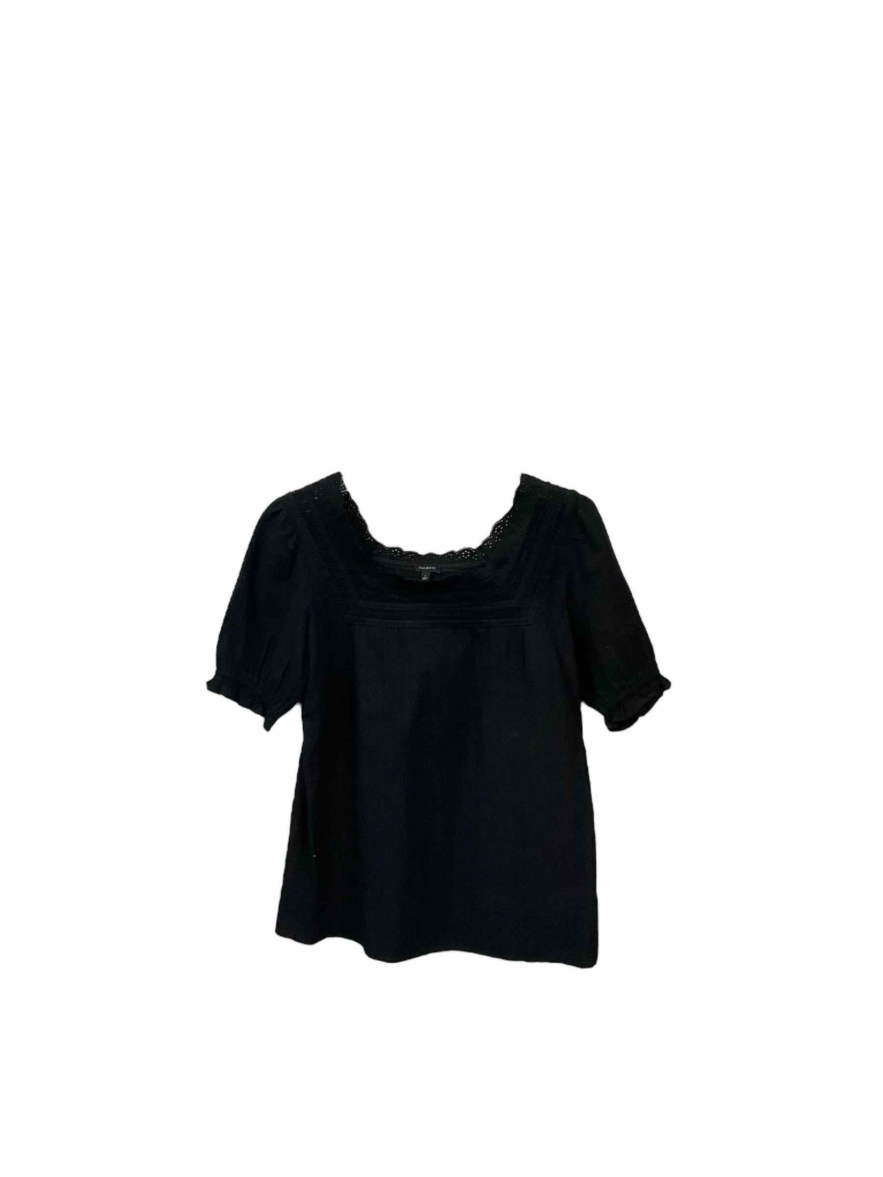 Top Short Sleeve By Talbots In Black, Size: S Minimalist Collar OdorResistantTreatment