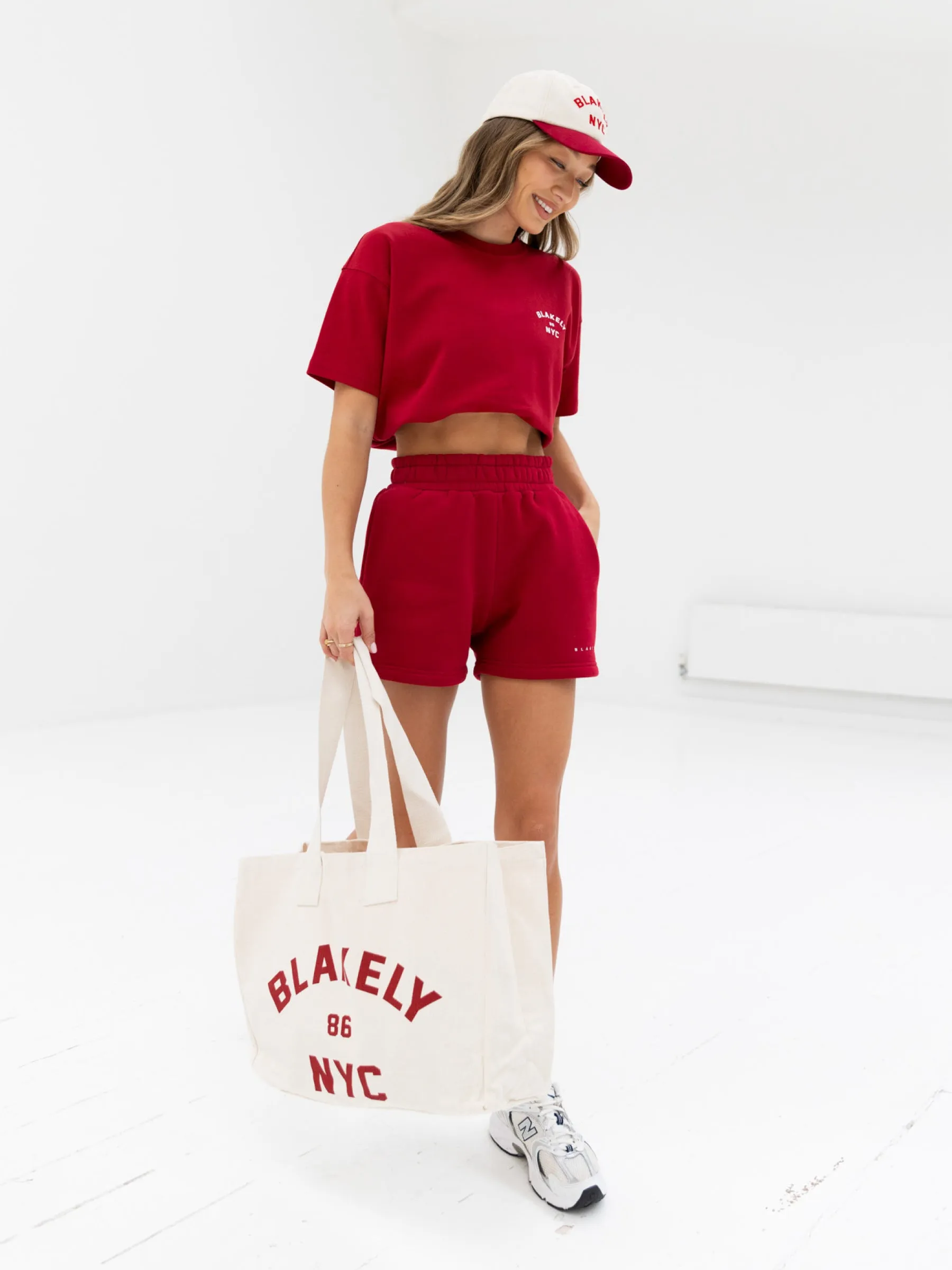 Isabel Jogger Shorts - Cherry Red Port Pocket Design
