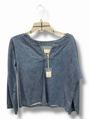 Stretchable Waistband Flexible Shoulder Gusset Top Long Sleeve By Universal Thread In Denim, Size: M