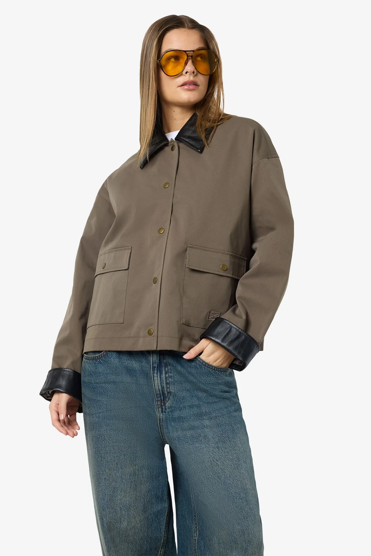 Nora Pu Collar Barn Jacket Quick Release Buckle TemperatureRegulating