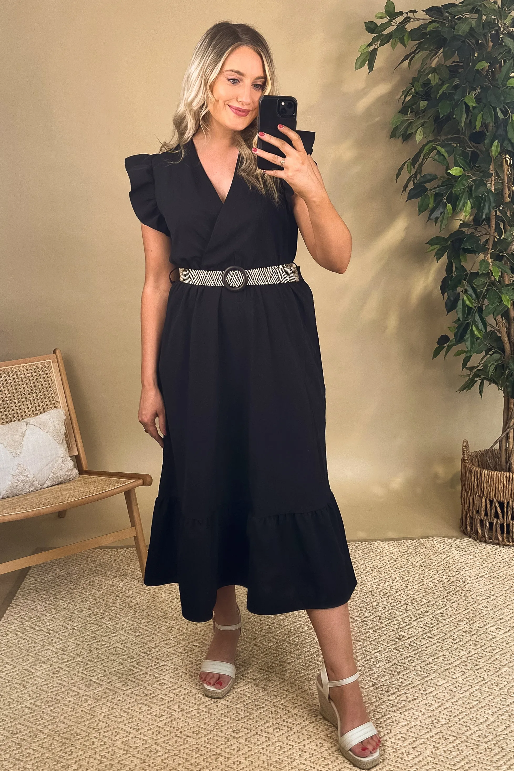 Norah Cap Sleeve Black Dress Vibrant Form Recycled-Material