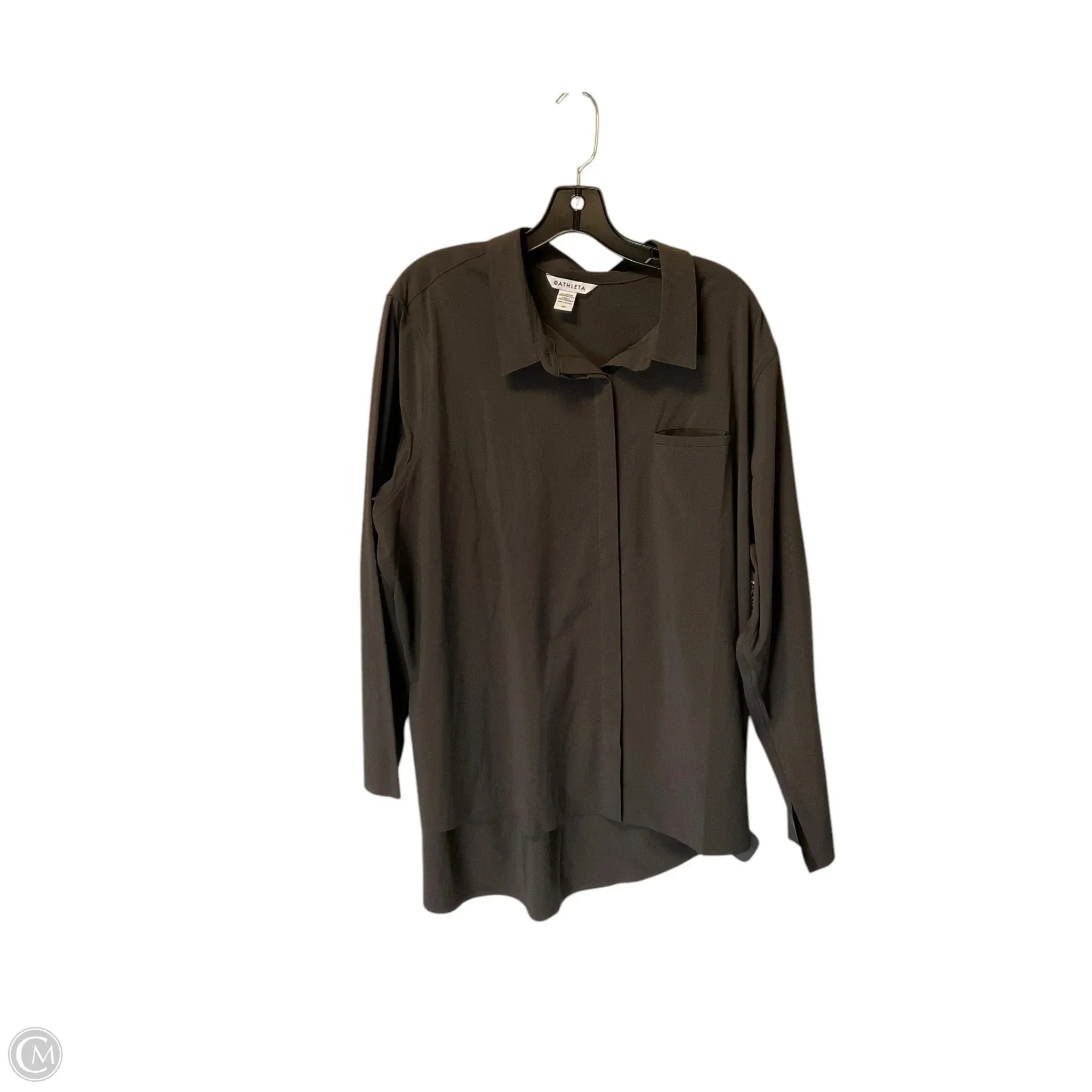 Athletic Top Long Sleeve Collar By Athleta In Brown, Size: 2x Reversible design