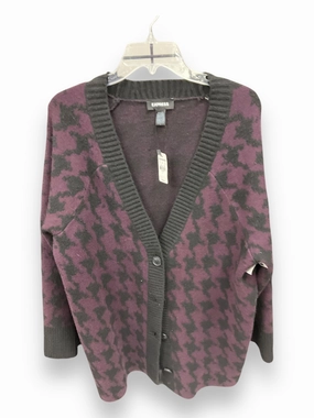Cardigan By Express In Purple, Size: L Comfortable Cotton OversizedSilhouette