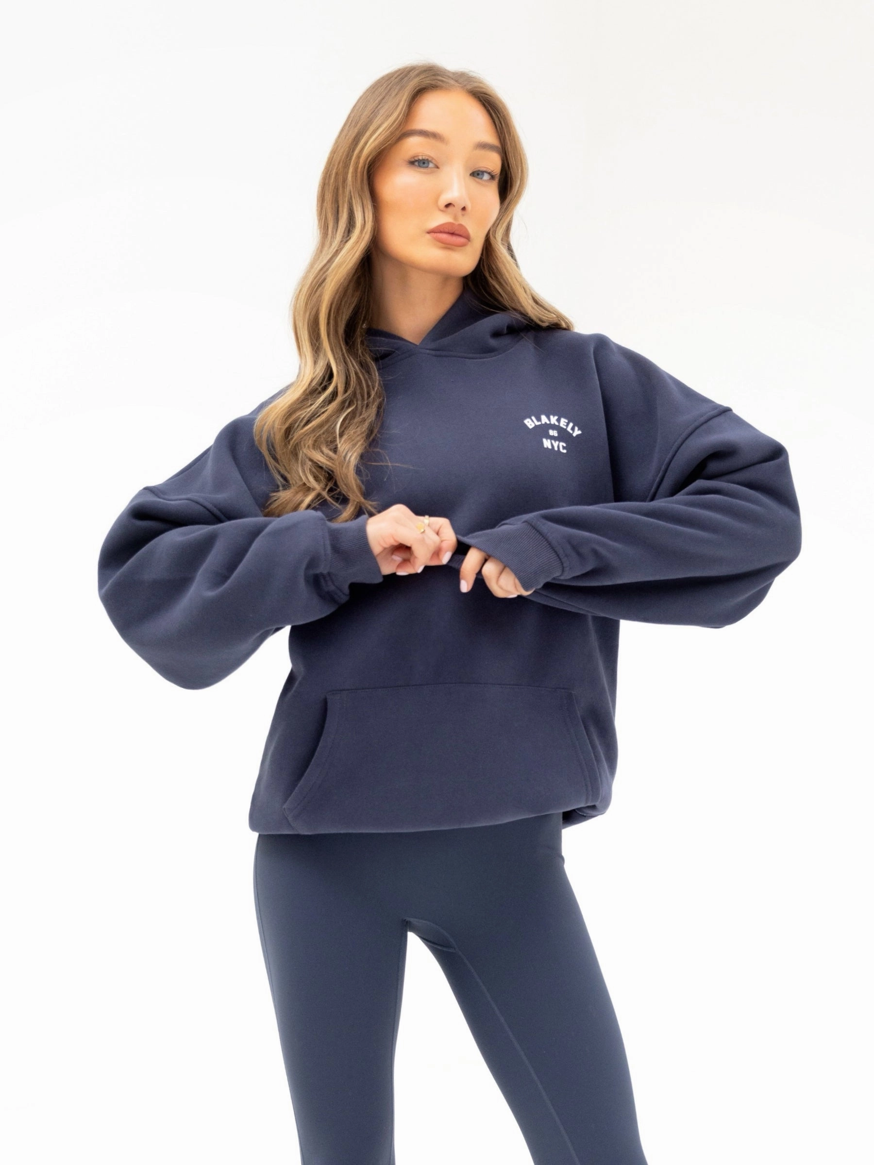 Reinforced Elbows NYC Oversized Hoodie - True Navy