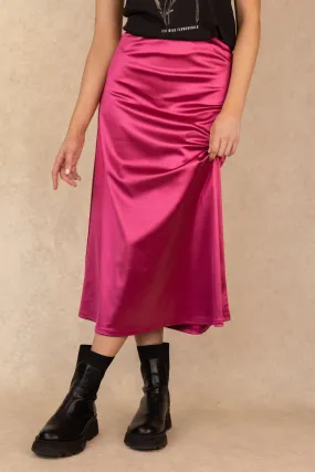Nymera Fuchsia Satin Slip Skirt Breathable fabric