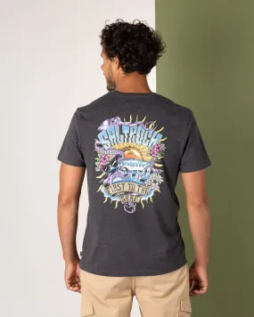 GarmentDyedTexture Retro Style Octopus - Mens Short Sleeve T-Shirt - Grey