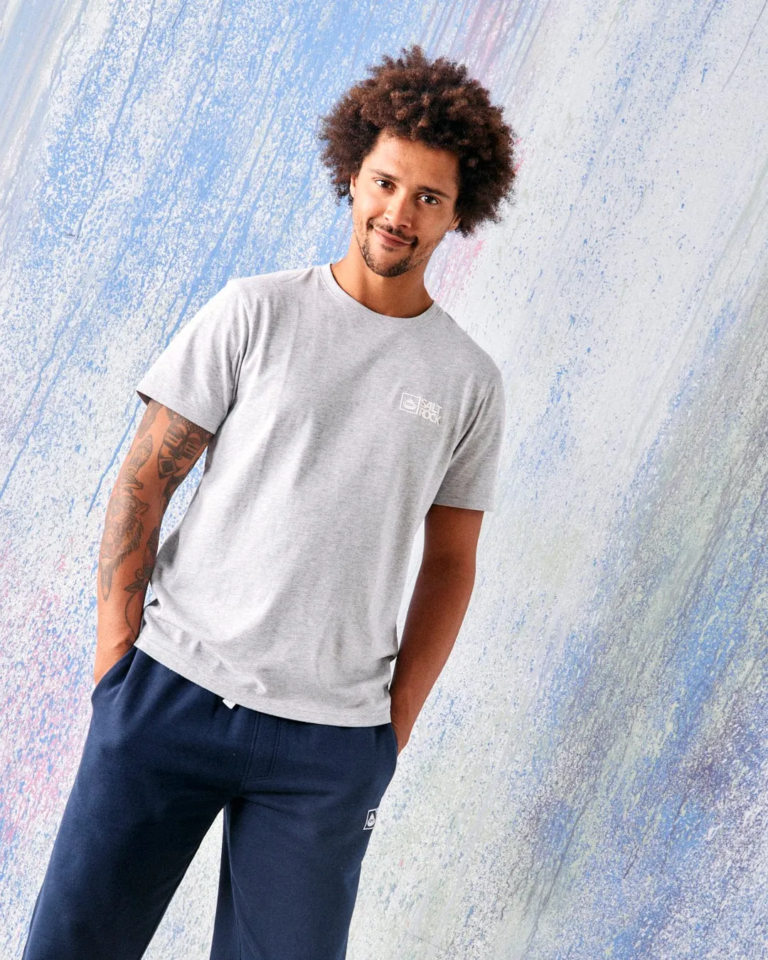 Saltrock Original - Mens Short Sleeve T-Shirt - Grey Fit For All Day Breathable Comfort Fit