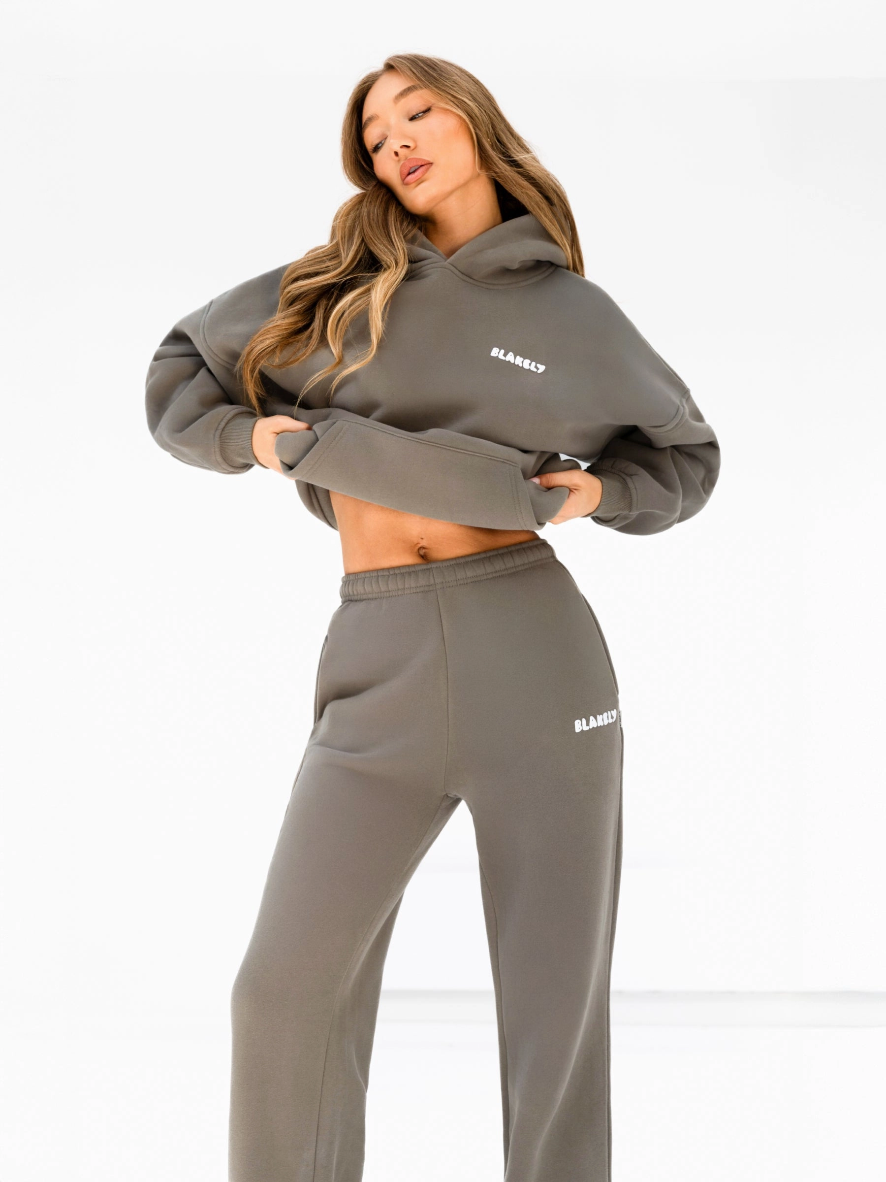Cozy Layer Cloud Print Oversized Hoodie - Safari Green
