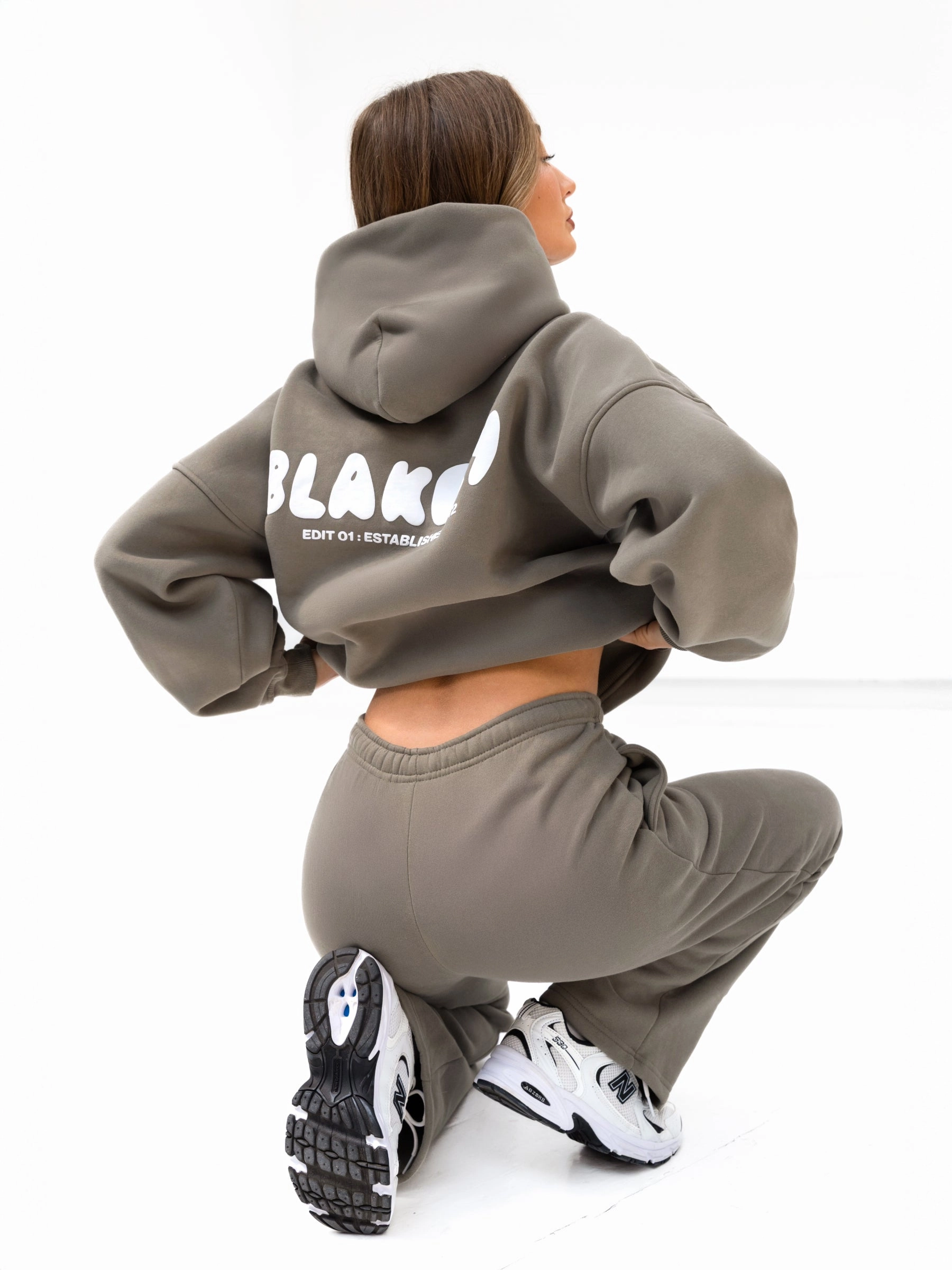 Cloud Print Oversized Hoodie - Safari Green Metallic look