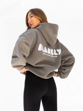Chill Look Cloud Print Oversized Hoodie - Safari Green