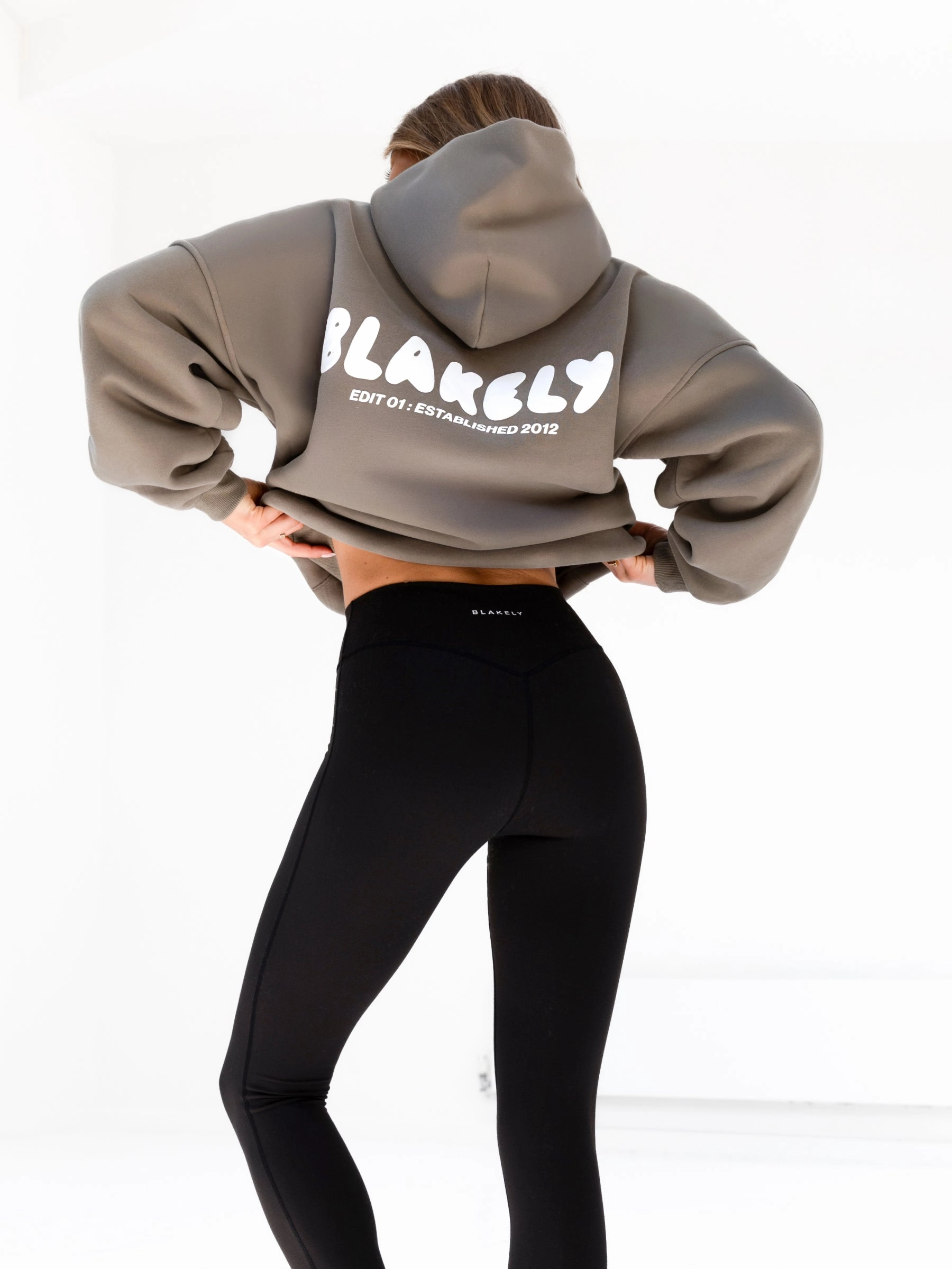 stretchy texture Cloud Print Oversized Hoodie - Safari Green