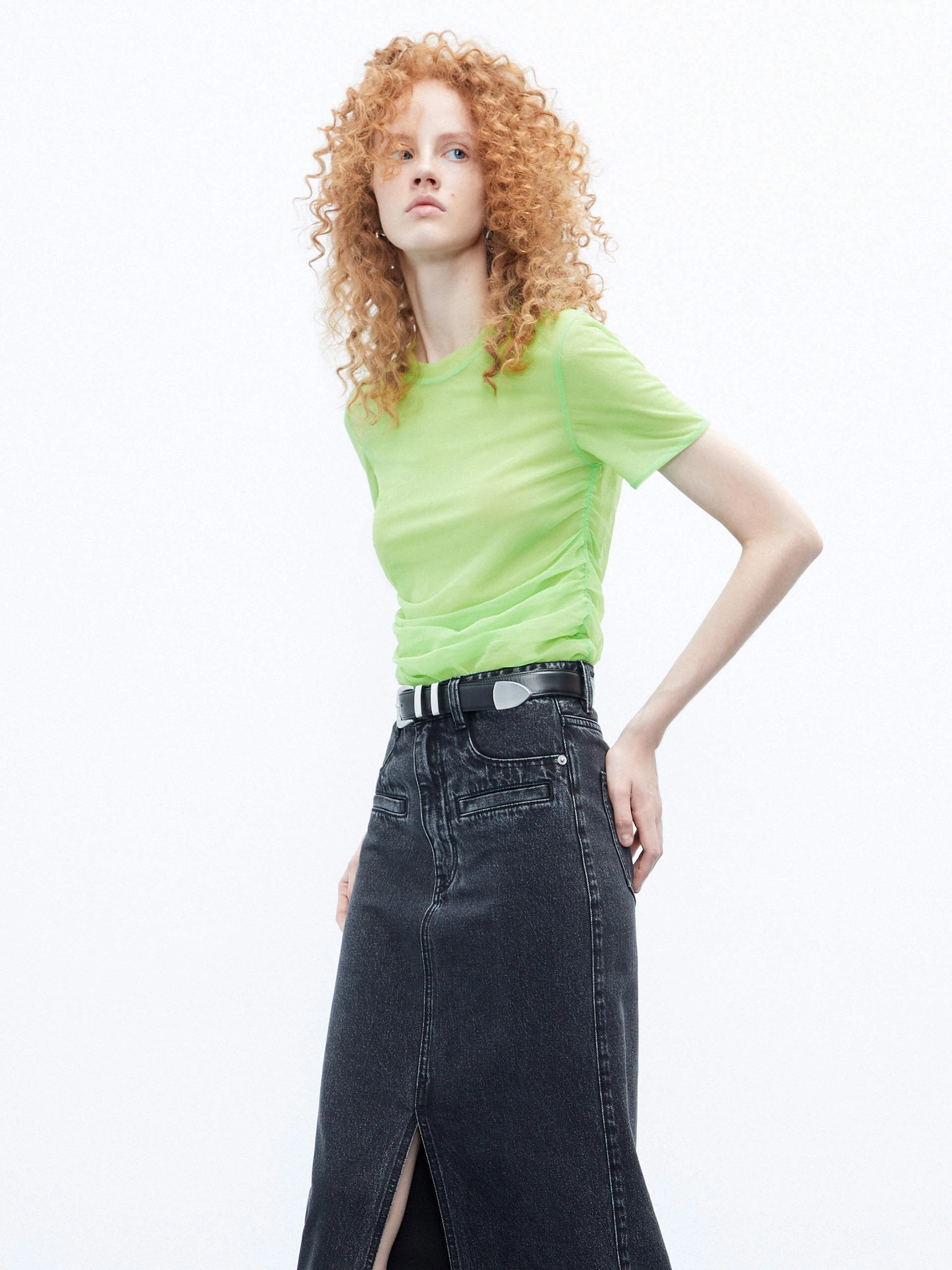 Chiffon Layered Pleated T-shirt Anti Microbial Finish anti slip grip
