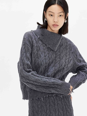 Sweat Wicking Properties Turtleneck Cable Knitted Sweater