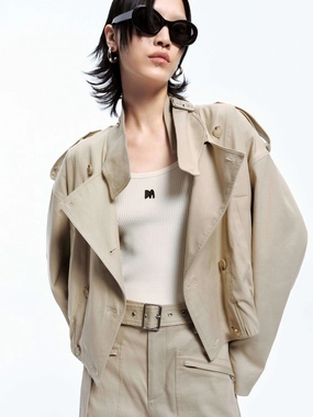 Wide Collar Cropped Jacket Multi Purpose Layering