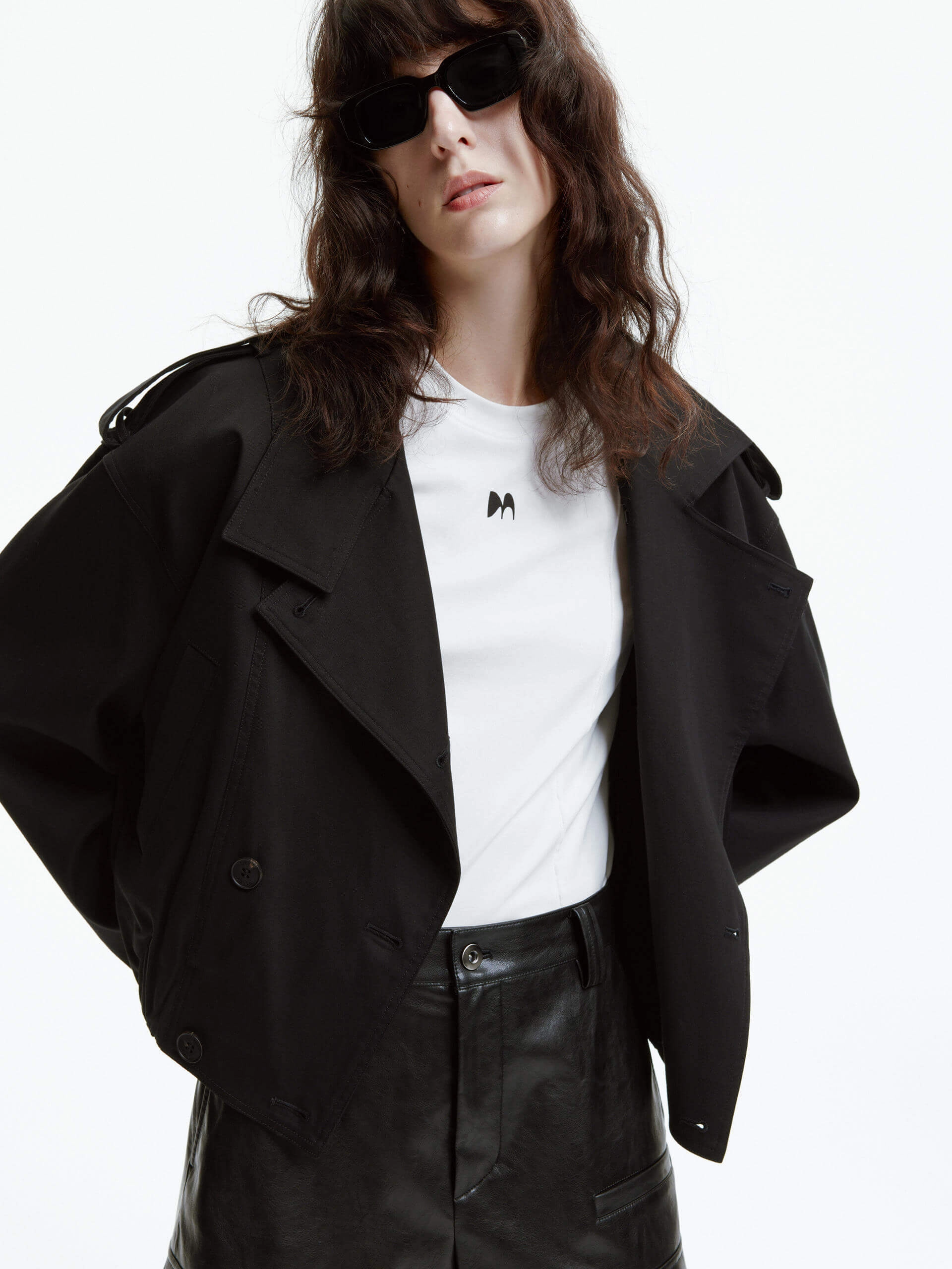 Non slip grip Wide Collar Cropped Jacket