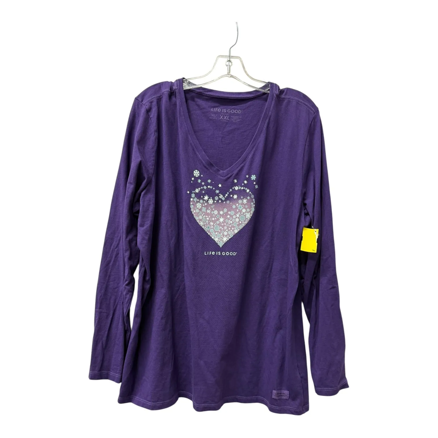 Curved Hem Design OdorResistantTechnology Athletic Top Ls Crewneck By Life Is Good In Purple, Size:2X