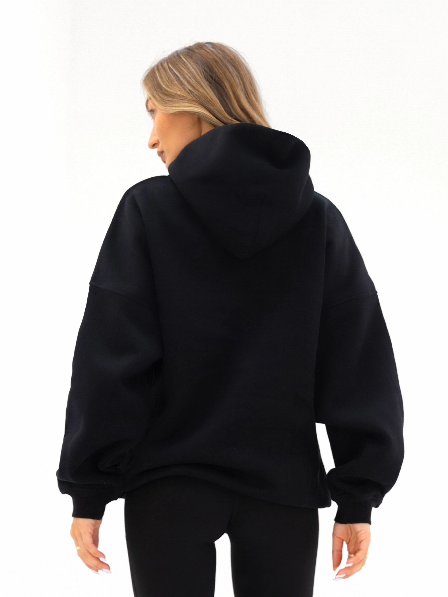 Offset Oversized Hoodie - Black Drop Shoulder