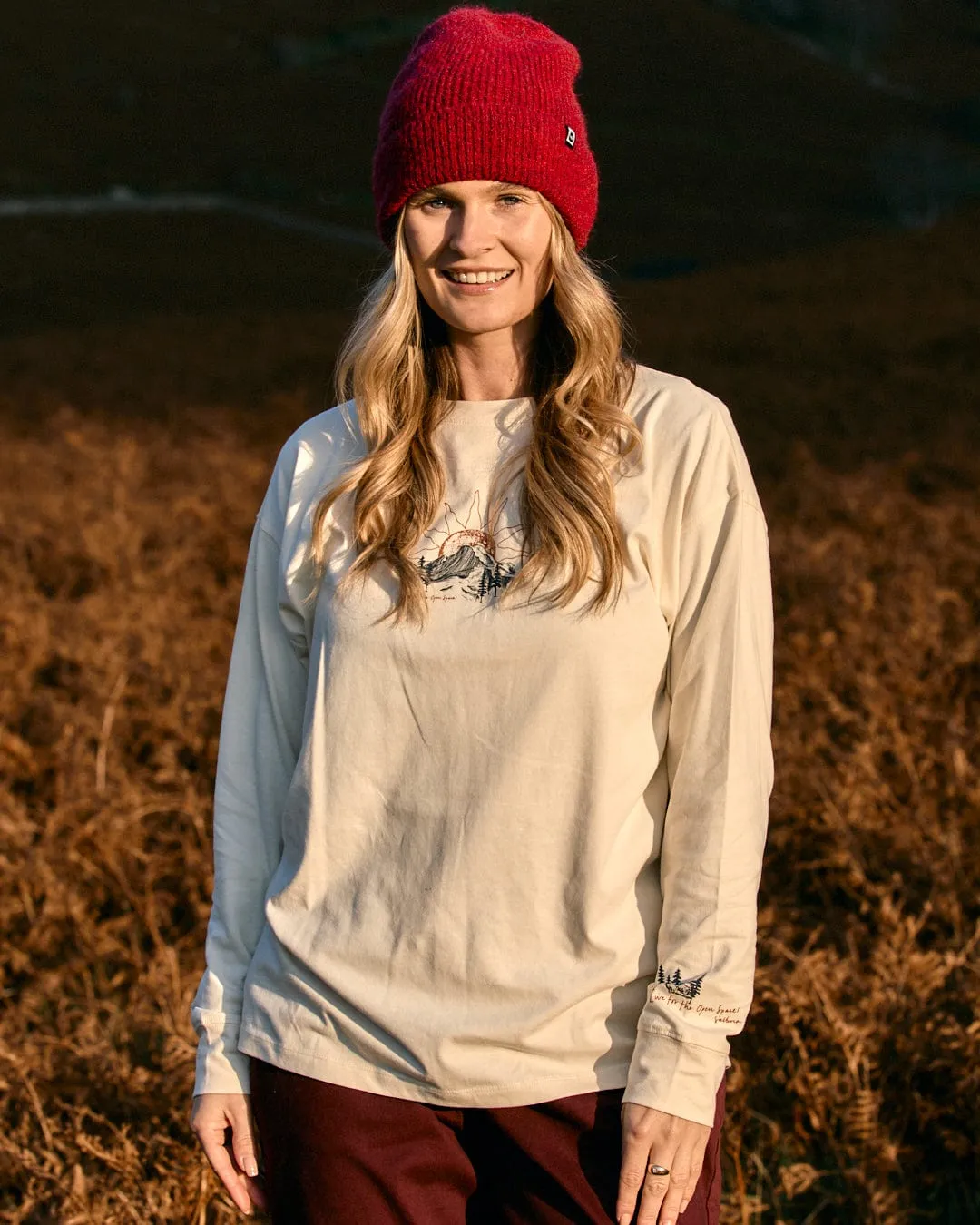 Airflow Ventilation Open Road - Womens Longline Long Sleeve T-Shirt - Cream