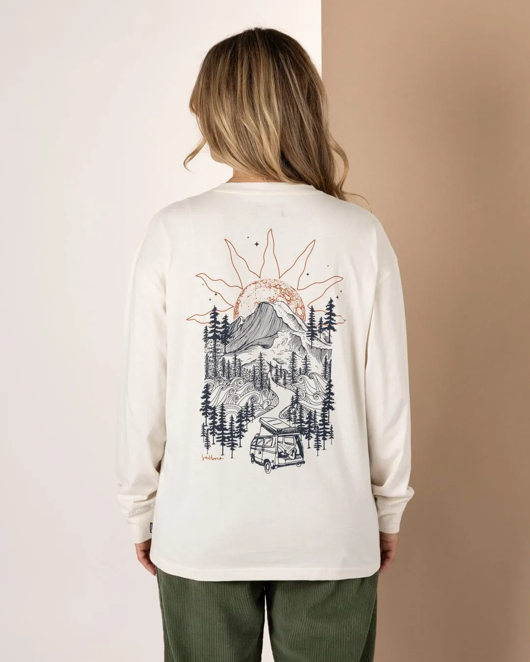 Essential Comfort EthicalProduction Open Road - Womens Longline Long Sleeve T-Shirt - Cream