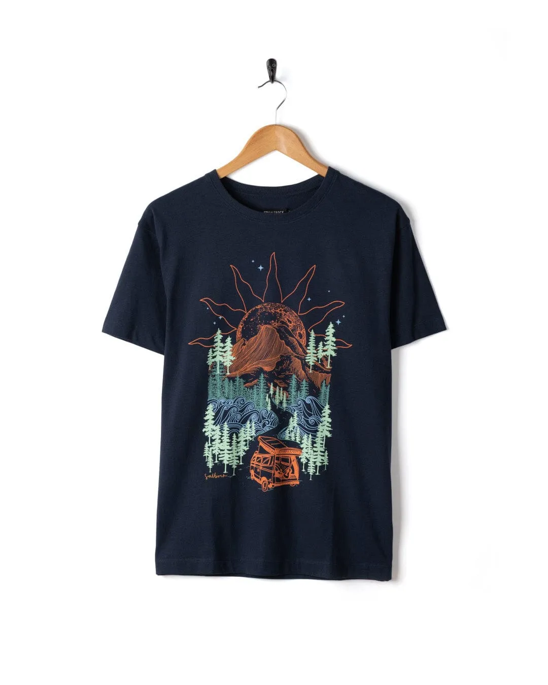 Open Road - Womens Oversized Short Sleeve T-Shirt - Blue UV Protection