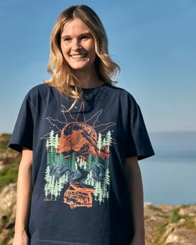 Open Road - Womens Oversized Short Sleeve T-Shirt - Blue Comfort Apparel