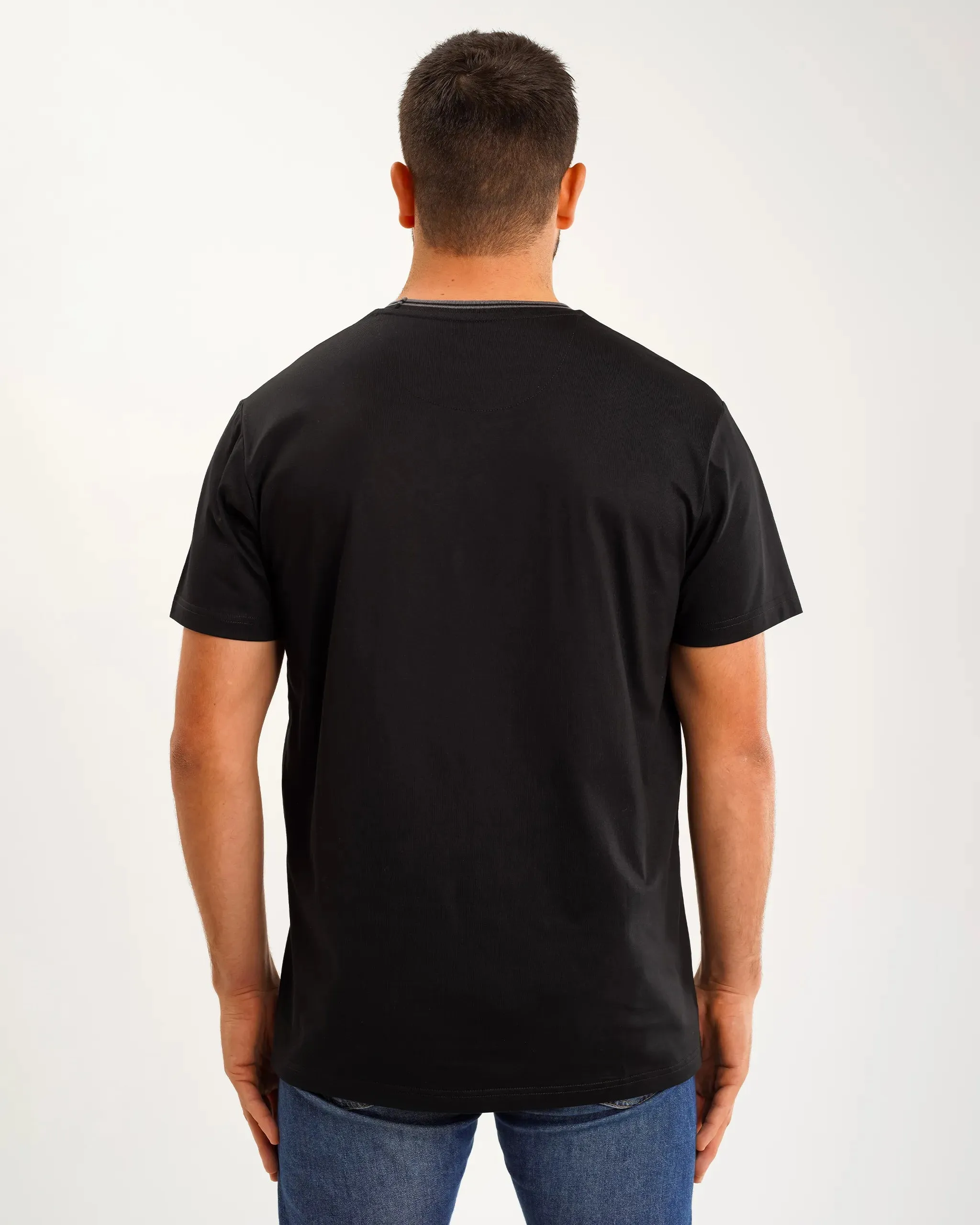 Newcastle United Men's Black Label Black T-Shirt Outdoor Essentials Self Fabric Tape