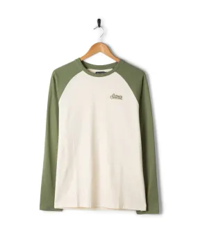 Hydrophobic coating Pitcher Embroidery - Mens Raglan Long Sleeve T-Shirt - Green