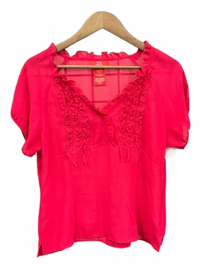 Ventilated Back Panel Blouse Short Sleeve By Oscar De La Renta  Size: M