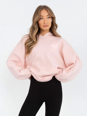 Oversized Knitted Hoodie - Marshmallow Pink Quick Movement Fit